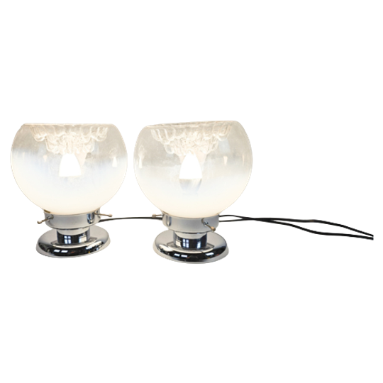 Murano - Mazegga - Carlo Nason - Tafellampen (2) Set - Glas - Chroom - 60's 1
