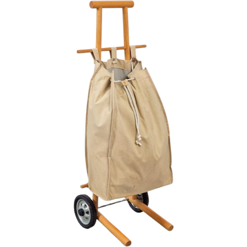 Vintage Beuken Hout Canvas Tas Shoppingtrolley Winkelkar '60