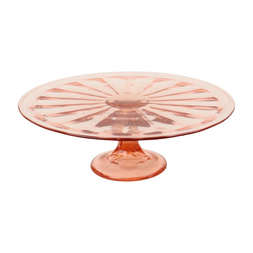 Art Deco Roze Taartschotel Rosaline Schaal Depression Glass