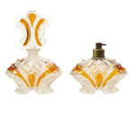 Art Deco Stijl Amberkleur Parfum Toiletset Boudoir Bleikristal thumbnail 1