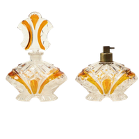 Art Deco Stijl Amberkleur Parfum Toiletset Boudoir Bleikristal