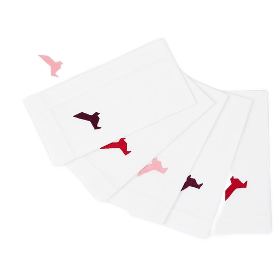 Flamant | Geborduurde Placemat Origami, Set Van 6 1