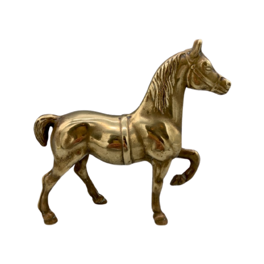 Vintage Groot Messing Paard Massief 1
