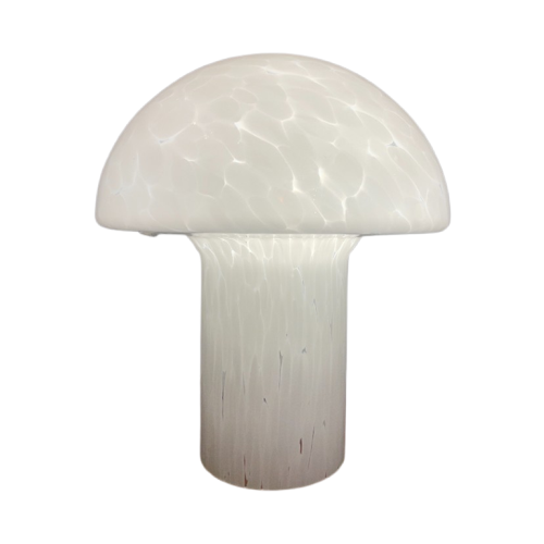 Vintage Mushroom/Paddenstoel Lamp, Gemarmerd Wit- En Melkglas, Eckert 1970'S