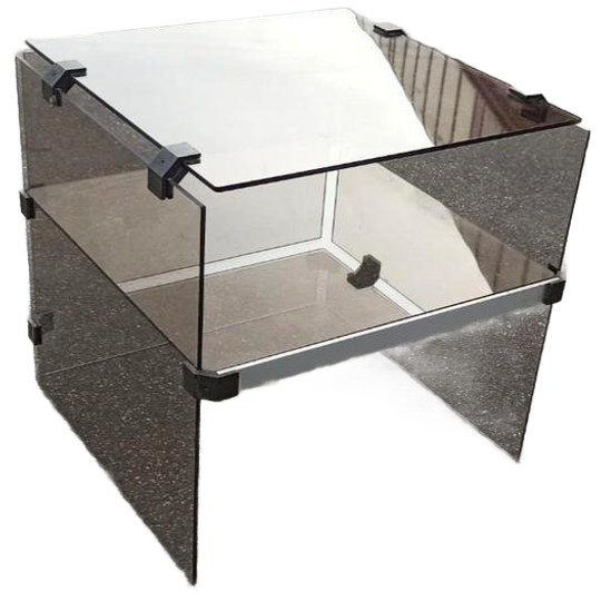 Vintage Gerookte Glazen Bijzettafel 1