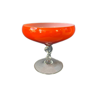 Vintage Murano Stijl Vaas / Glas In Oranje /Rode Kleur