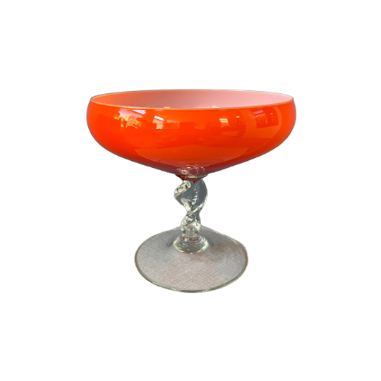 Vintage Murano Stijl Vaas / Glas In Oranje /rode Kleur 1
