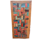 Kleurrijke Eettafel Gemaakt Van Sloophout Afm. 180 X 90cm En thumbnail 1