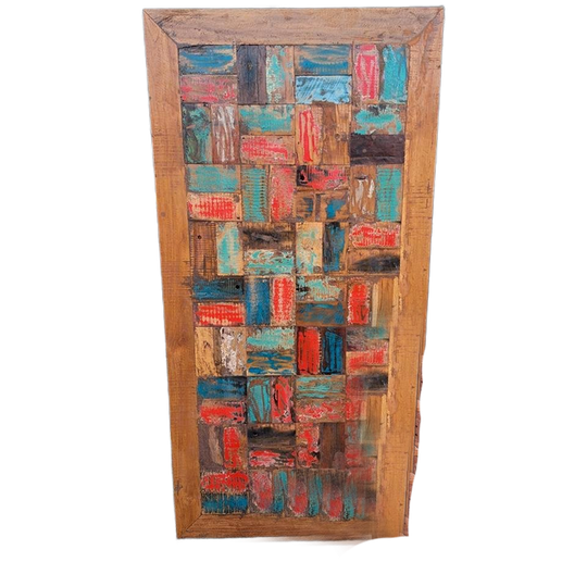 Kleurrijke Eettafel Gemaakt Van Sloophout Afm. 180 X 90cm En 1