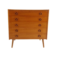 Vintage Deense Ladekast | 5 Laden Teak Fineer |Commode