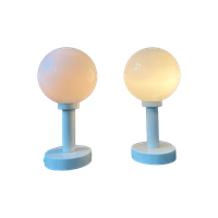 Set (2) Witte Space Age Opaline Glazen Tafellampen