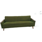 Slaapbank Met Groene Stof En Teakhout thumbnail 1