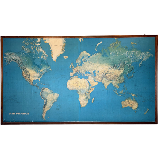 Vintage Xxl Air France ‘airway’ Map – 1970’s 1