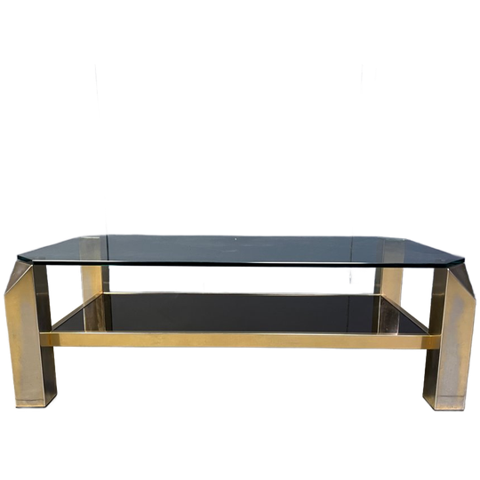 Vintage 23kt Gold Plate Coffee Table By Belgochrom, 1970s 1