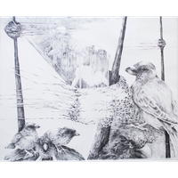 Vintage Gesigneerde Litho Door Hanneke Vermeulen Met Vogels / Vogelnest