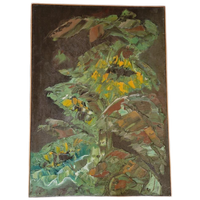 Mid Century Olieverf Op Linnen Schilderij Zonnebloemen
