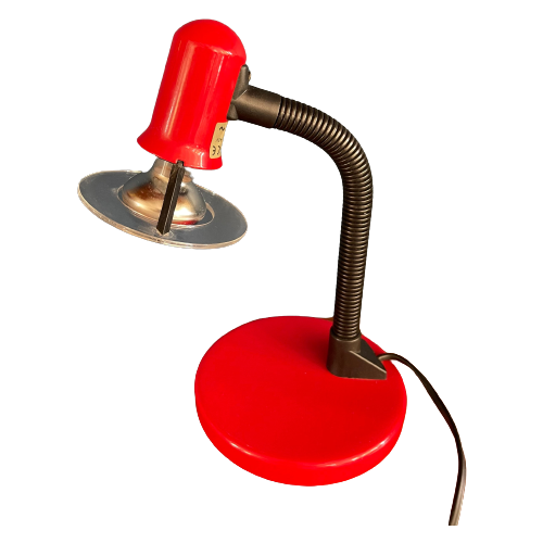 Memphis Stijl Bureaulamp In Rood Met Zwarte Details, Jaren 90 Lamp Van Het Merk "Brilliant"