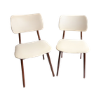 Set Van 2 Vintage Eetkamerstoelen Teakhout/Skai Wébé Louis Van Teeffelen, Jaren '60 thumbnail 1