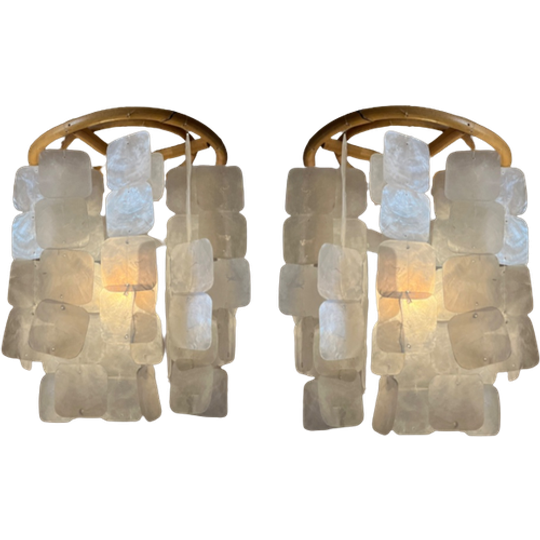 Capiz Hanglampen Vintage Bamboe Hanglamp Set Van 2 1