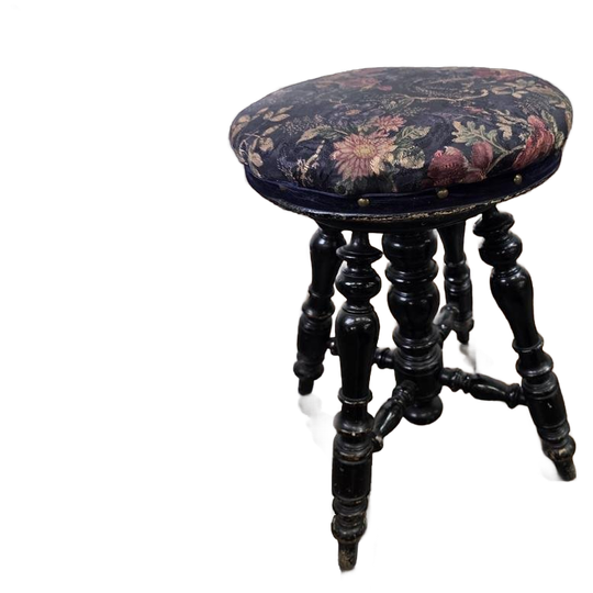 Vintage Houten Krukje / Tabouret / Pianokruk 1