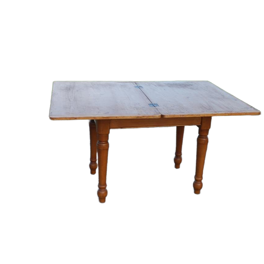 Antieke Grenen Tafel Met Uitklapbaar Blad 1