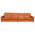 1960’S Vintage Danish Modern Cognac Leather Sofa thumbnail 1