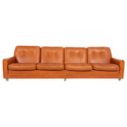 1960’S Vintage Danish Modern Cognac Leather Sofa