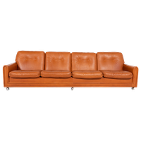 1960’S Vintage Danish Modern Cognac Leather Sofa