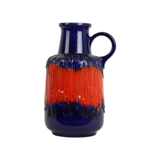 Vintage West Germany Aardewerk Scheurich Blauw Oranje Fat Lava 408-40 1