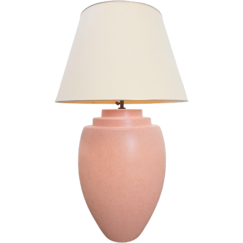 Xl Vintage Kostka Tafellamp Keramiek France 1980 Pastel Roze