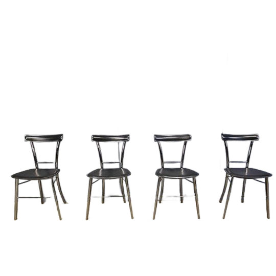 Vintage Black Leather Dining Chairs By Arrben Italy, 1980s - Set Of 4 1