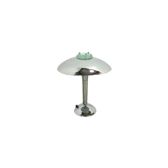 Chromen Lamp Met Glazen Details, Tafellamp 1