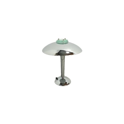Chromen Lamp Met Glazen Details, Tafellamp