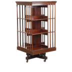 Zeer Mooie Grote Antieke Houten Engelse Boekenmolen Met Een Cast Iron Base thumbnail 1