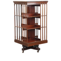 Zeer Mooie Grote Antieke Houten Engelse Boekenmolen Met Een Cast Iron Base