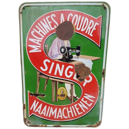 Goed Verweerd Singer Emaille Bord Van Emaillerie Belge Brux. 1