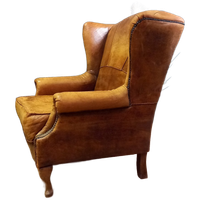Karakteristieke Vintage Schapenleren Oorfauteuil