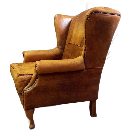 Karakteristieke Vintage Schapenleren Oorfauteuil 1