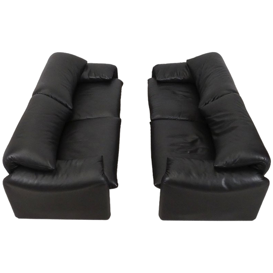 Set Van 2 Cassina Maralunga 2,5 Zitten - Zwart Leder 1