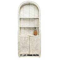 Vintage Wit Rotan Rieten Bohemian Kast Boogkast Bali