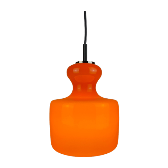 1 Of 2 Bright Orange Glass Pendant Light By Peill And Putzler 1960 1