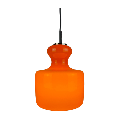 1 Of 2 Bright Orange Glass Pendant Light By Peill And Putzler 1960