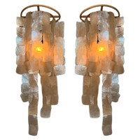 Set Van 2 Capiz Schelpen Hanglampen Parelmoer Opaline  Bamboe Frame