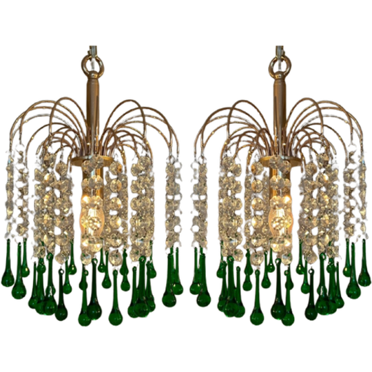 3 Beschikbaar Vintage Murano Teardrop Hanglampen Kristal 1
