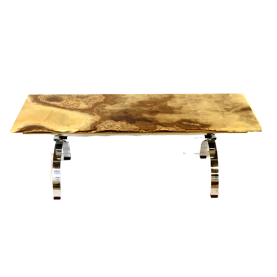 Vintage Onyx Salontafel Met Onderstel Van Chroom Gemaakt In De Jaren '70 1