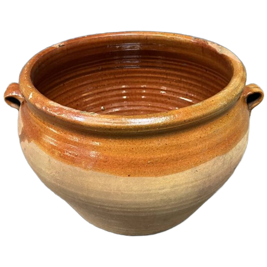 Okergele Geglazuurde Aardewerk Pot Uit Frankrijk 1