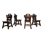 4 X Brutalist Oak Dining Chairs / 60's thumbnail 1