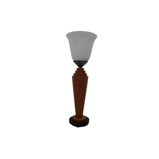 Art Deco Tafellamp, Bureaulamp Met Glazen Kap 1