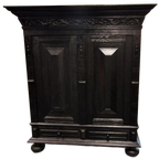 Antieke Kast Zwarte Kast Boekenkast Broodkast Wandkast Tv thumbnail 1