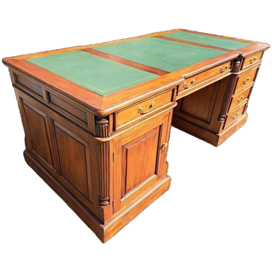 Klassieke Engelse Schrijftafel, Bureau, Partnerdesk, Met Led 1